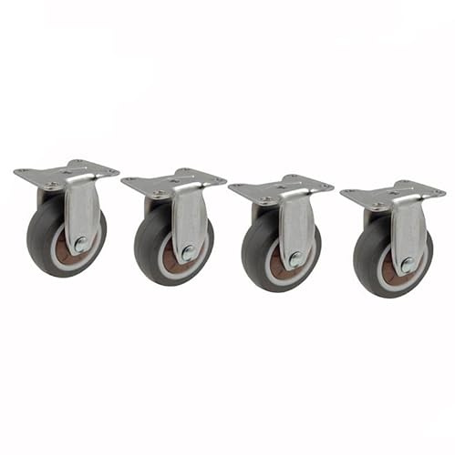 Wincal Fixed Caster, 4Pcs 2 Inch TPE Rubber Movable Silent Chair Fixed Rubber Casters for DIY, Trolley, Mobile Shopping Carts