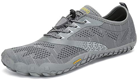 SAGUARO Barfußschuhe Herren Damen Barfussschuhe Traillaufschuhe Zehen Training Fitnessschuhe Outdoor Barfuss Wanderschuhe Atmungsaktiv Schnell Trocknend Badeschuhe, Wolkengrau, 45 EU