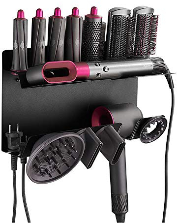 Hosoncovy Aluminum Alloy 2 in 1 Wall Mount Holder Stand Organizer for Dyson Supersonic Hair Dryer and Dyson Airwrap Styler Accessories