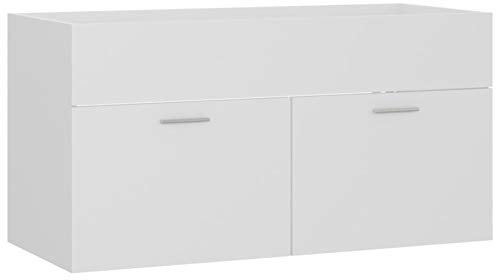 Festnight Mobile Sottolavabo Sospeso per Bagno con Ante, in Truciolato 90x38,5x46 cm Bianco