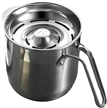 Angoily Egg Separator - Stainless Steel Egg Yolk White Separator Tool, Divider, Sieve, Kitchen Gadget, 1500ml Dividing Bucket with Yolk White Filter for Kitchen Use Silver