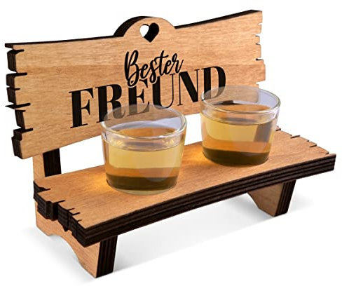 Schnapsbank mit Gravur zum Geburtstag Geschenk inkl. 2 Schnapsgläser - Bester Freund