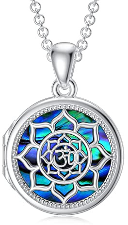 SOULMEET Personalisierte Lotus-Medaillon-Halskette aus Sterlingsilber, für 2 Bilder, Vintage-Foto-Medaillon, personalisierbar, jedes Foto, Heilgeschenk, Metall