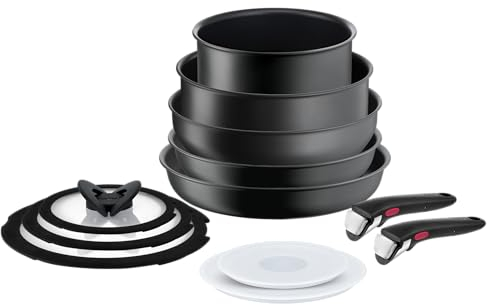 Ingenio Ultimate Ensemble Poêle et casserole, Aluminium, Noir, 12 pièces