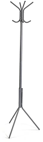 Versa Kala Porte-Manteau Vêtements Portemanteau Style Minimaliste, avec 8 crochets ou cintres pour vêtements ou sacs pour le couloir, Dimensions (H x l x L) 174 x 42 x 48 cm, Métal, Couleur: Gris