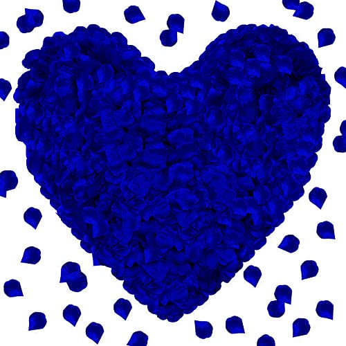 Belugsin 3000 stück Rosenblätter Künstliche Rosenblätter künstliche Seidenblumenblätter für Hochzeit Verlobung Jahrestag Tischdekoration Party Dekoration(Blau)