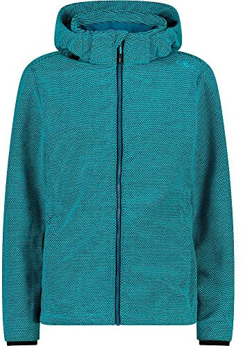 CMP Giacca in Softshell da Donna con Cappuccio Removibile, Lagoon-Antracite, 44