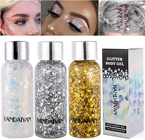 Festival Body & Face Gel Liquid Eyeshadow Festival Makeup for Body, Face, Hair Long Lasting (# Set C)