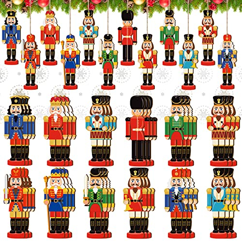 36 Stück Weihnachten Nussknacker Ornamente Holz hängende Nussknacker Miniatur Nussknacker Figuren Traditionelle Urlaub Nussknacker Weihnachten Pullover Ornament für Weihnachten Weihnachtsdekoration