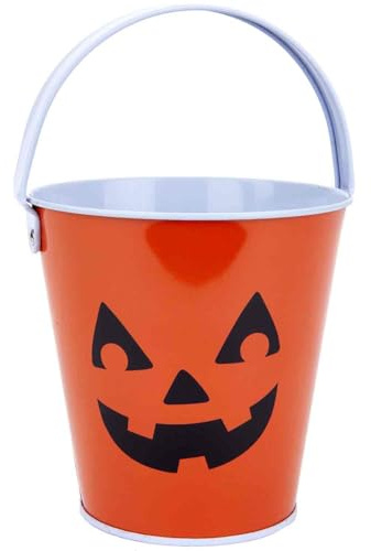 VFM - Halloween Sweets Bucket Trick Or Treat Tin Halloween Candy Bucket, Pumpkin Design