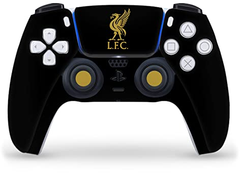 Head Case Designs Offizielle Liverpool Football Club Liver Bird Gold Auf Schwarz Kunst Vinyl Frontplatte Haut Gaming Aufkleber Abziehbild kompatibel mit Sony Playstation 5 PS5 DualSense Controller