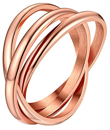 Supcare Anello Mignolo Donna Intrecciati a Tre, Oro Rosa Anelli Donna Acciaio Inossidabile, Misura 13 Anelli Sottili