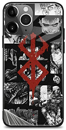 HEMINJYJEF Japanische Mode Anime einzigartiges Design Manga Cover Schutzhülle Weiche Silikon Glas Handyhülle (Berserk Guts, für iPhone 7/8/SE 2022)