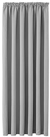 Aspire Homeware Door Curtain for Living Room - Light Grey Blackout Pencil Pleat Curtains Bedroom - Thermal Insulated Super Soft 66 x 84 Inch Drop Single Panel Curtain with Tieback
