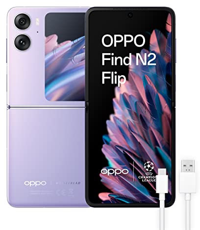 OPPO Find N2 Flip, Teléfono móvil Plegable, 8GB+256GB, Cámara 50+8 MP, Pantalla Externa Gigante, Batería 4300mAh, Cargá Rápida SuperVOOC 44W, Dual Nano SIM – Morado