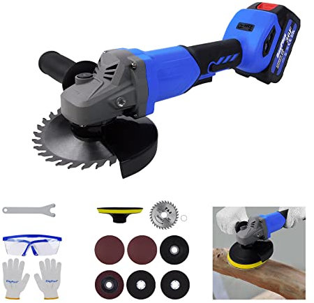 Cordless Angle Grinder Brushless Mini Angle Grinder Hand Grinding Machine with 4.5'' Cutting Discs, 10000 RPM Battery Grinders for Wood Cutting, Concrete Steel Cutting, Rotating Auxiliary Handle