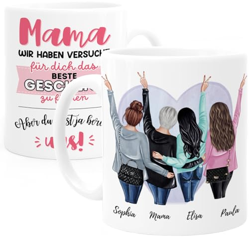Cupdarling® Tasse Personnalisable Cadeau Maman Avec 3 Filles - Cadeau Mere Fille - Cadeau Anniversaire Maman - Cadeau Fete Des Meres - Mug Original Pour Maman - 330 mL Céramique