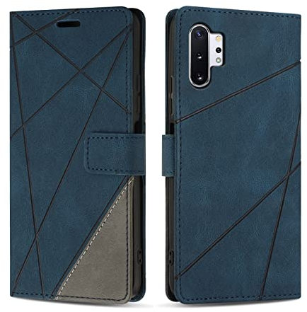 SONWO Coque pour Galaxy Note 10 Plus, Protection Housse Etui en Cuir PU Portefeuille Livre pour Galaxy Note 10 Plus, Emplacements Cartes, Fonction Support, Bleu