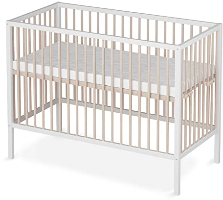 Sämann Beistellbett Dreamy 60x120 cm mit Matratze & Umbauseite - Beistellbett 4 in 1 Juniorbett - umbaubar zu Babybett - Beistellbett aus Buchenholz weiß/Natur