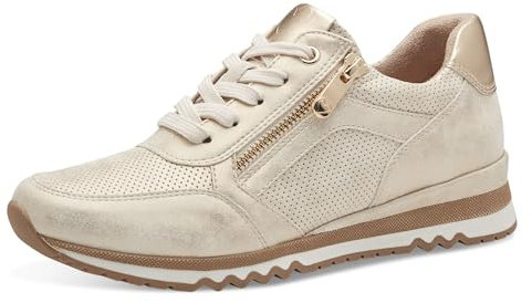 MARCO TOZZI Damen Sneaker flach mit Reißverschluss Vegan, Gold (Dune met.Comb), 39 EU