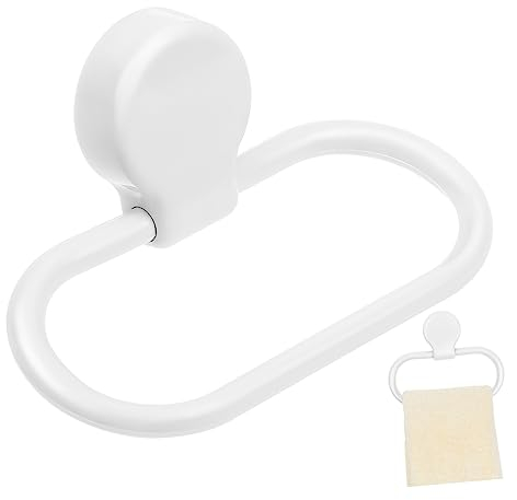 Angoily Plastic Towel Ring Towel Hanger Rings Wall Mounted Towel Rings Self- adhesive Hand Towel Ring Suitable for Toilet,Kitchen and Bathroom (White)