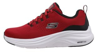 Skechers Sneakers Vapor Foam Uomo, Bordo Nero Sintetico a Rete Rossa, 39 EU