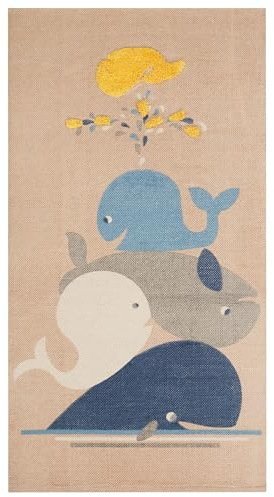 Kinderteppich Baumwolle beige 80 x 150 cm Wal Motiv für Kinderzimmer Seai