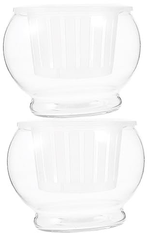ABOOFAN 2pcs Desktop Glass Hydroponics Planter Flower Vase Fish Tank Ornament for Home Office Hotel 15D Sphere