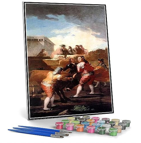 Malen nach Zahlen für Erwachsene Kampf mit einem jungen Stier Gemälde von Francisco Goya Arts Craft für Heimdekoration