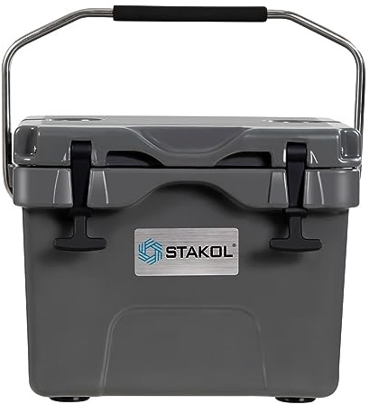 GOPLUS Glacière Rigide 15 L pour Aliments et Boissons, Glacière Isotherme Portable avec Poignée, Bouchon de vidange et 2 Porte-Gobelets, pour Camping, Pique-Nique, Pêche (Gris)