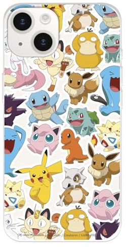 LA CASA DE LAS CARCASAS Schutzhülle für iPhone 15, Pokémon-Muster, Silikon, Flexibel, Transparent