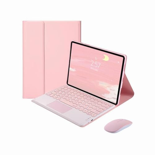 CLALOC Funda con Teclado para Lenovo Tab M10 Plus 3Rd Gen 10.6 2022, Funda Teclado Trackpad Bluetooth Desmontable para M10 Plus 3Rd Gen 10.6'' (TB-125FU/128FU/128XU) 2022 con Ratón,Rosado