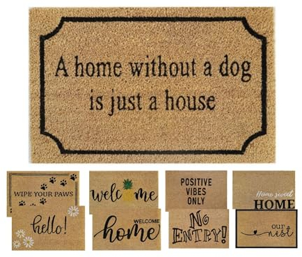 MYPURECORE Coir Door Mat (60x40cm) - Non-Slip & Absorbent, Indoor/Outdoor, Eco-Friendly - Ideal as Front Door, Entrance, Floor, Welcome Mat - Large Size, Dirt Trapper, Washable (WITHOUT A DOG)