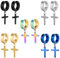 JewelryWe Kreuz Ohrringe Non-Piercing Creolen: 5 Paar Herren Damen Edelstahl Fake Piercing Ohrringe Creolen Huggie Ohrclips mit Baumelnde Kreuz Anhänger ohne Ohrloch Ohrstecker Ohrhänger, 5 Farben Set