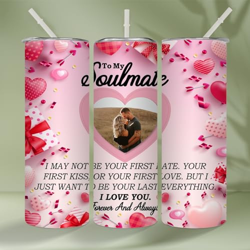 zouwii Gobelet En Acier Inoxydable Gravé Avec Photo Personnalisée, Tasse De Gobelet Personnalisée, Tasse Photo D'amant Gravée, Gobelet De 20 Oz, Tasse De La Saint-Valentin