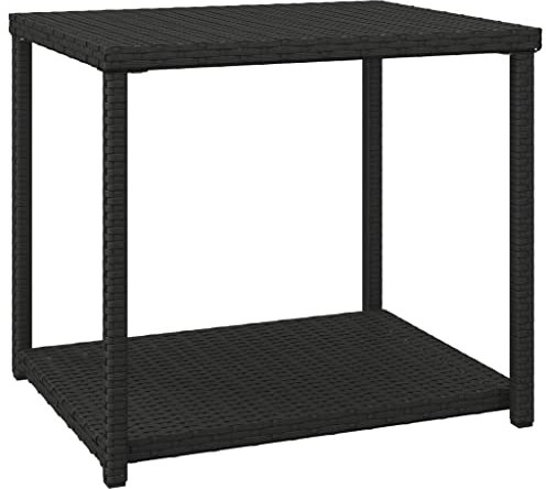 Makastle 2 Ebenen Beistelltisch, Nachttisch, 55x45x49 cm, Kaffeetisch, Couchtisch, Sofatisch, für Schlafzimmer, Wohnzimmer, Poly Rattan