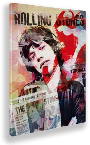 Giallobus - Gemälde - 19 - Tribute Mick Jagger - Leinwand mit Standardrahmen - 100x140 - Bereit zum Aufhängen - Moderne Gemälde für zu Hause