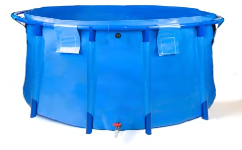 Pondlife Faltbecken für Koi und Teichfische, Ø 200cm x Höhe 100cm, 3100 Liter, faltbares Becken für innen und außen, stabile PVC-Folie, UV-beständig