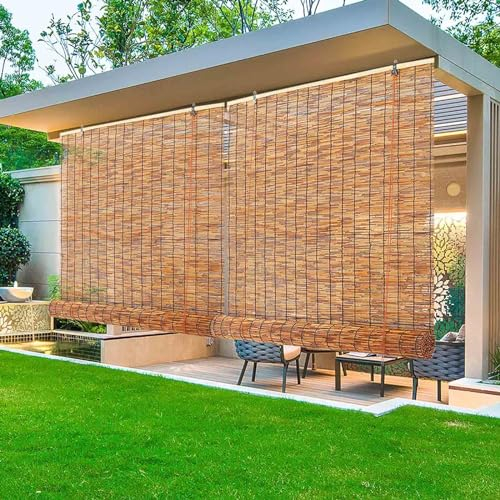 Persianas Enrollables De Bambú Estores De Bambú para Exterior Impermeable Fácil De Instalar 50 55 60 65 70 85 105 110 120 125 140 150 155 160 170 180cm De Ancho para Jardín Cocina Sala De Estar