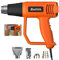 Heavy Duty Hot Air Gun 2000W, Heat Gun 300℃- 600℃ Variable Temperature Control with 2-Temp Settings, 1.5s Rapid Heating, 4 Nozzles for Shrink Tubing, Wrap, Crafts, Soldering, Orange
