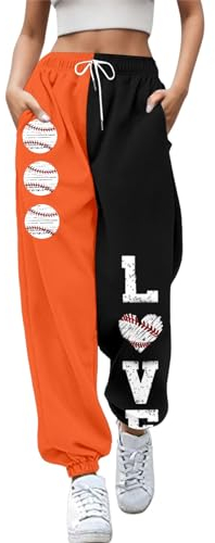 Yogahose -Hose für Damen, geeignet für Baseball, Fußball, Aufdruck unten, Jogginghose, Taschen, hohe Taille, sportlich, Fitnessstudio, athletische Passform, Joggerhose Pants Women (Blue, XL)