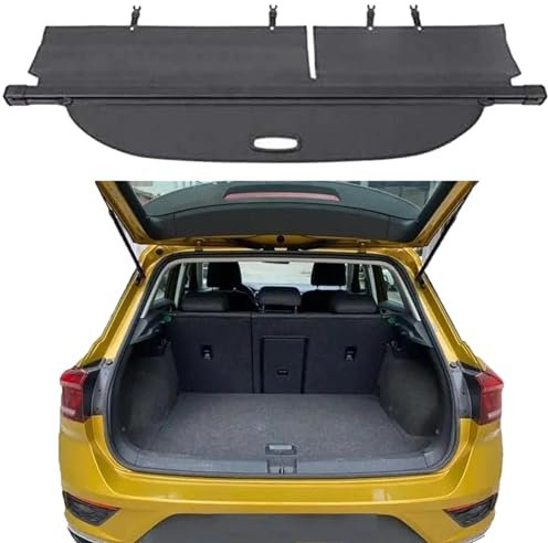 JJNIENUS Auto Einziehbarer Laderaumabdeckung Kofferraum Für VW T-ROC 2018 2019, Kofferraum Hutablage Schattenschutz Privatsphäre Vorhang Abdeckung Dekoration Zubehör
