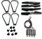 CAXUMO Faltbarer Quadcopter-Ersatzteilmotor, Propellerblätter, Schutz, Motoren, Getriebe, Zubehör-Set, for K9 Mini Drone Rc K9 Pro RC-Drohnen-Propellerblätter(Burgundy)