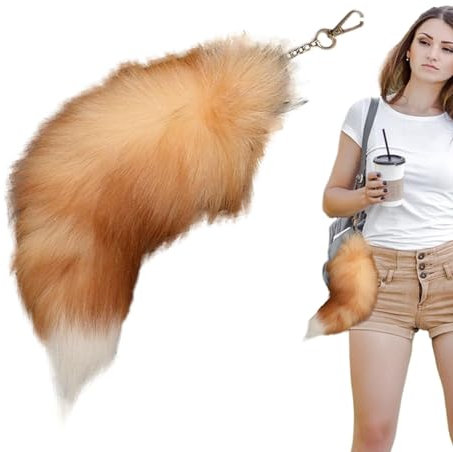 Ziennhu Fuchsschwanz Anhänger, Schlüsselanhänger/Anhänger aus Kunsthaar, therians Tail Plüsch-Schlüsselanhänger, Schlüsselanhänger mit Fuchsschwanz-Anhänger, Weicher Plüsch-Schlüsselring