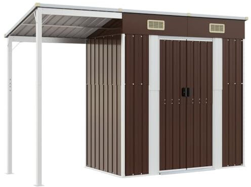 Kangmusi Gartenhaus mit Schleppdach Braun 277x110,5x181 cm Stahl, kangmusi364527