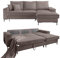 Modernes Cord Ecksofa 240x150 cm mit Schlaffunktion und Bettkasten, Wellenunterfederung, L-Couch mit Recamiere rechts, Liegefläche 125x198 cm, Cord-Bezug in Braun Taupe / 17222