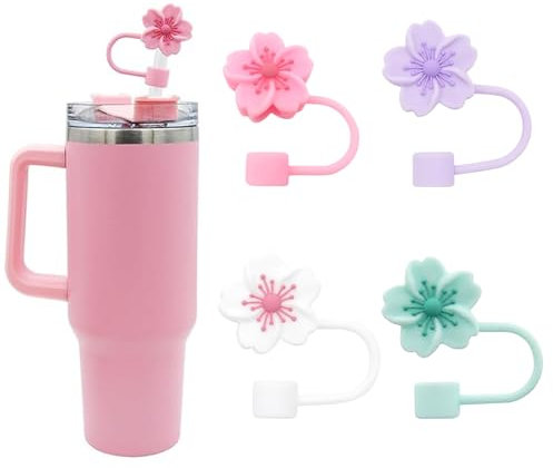CharmBurst 4 Stk 10mm Blumen Strohhalm Für Stanley Cup Accessories,Strohhalme Abdeckung Accessories Für Stanley Becher Zubehör,Strohhalm Für Stanley Cup Strohhalm Zubehör