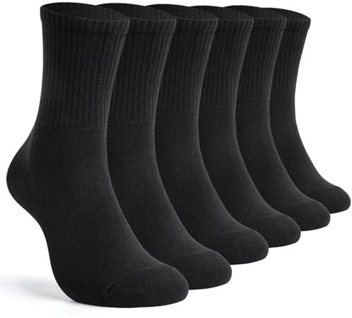 TUUHAW Chaussettes Homme 39 42（Lot de 6）,OEKO-TEX Standard 100,Chaussettes de Sport pour Femmes 39 42,Socquettes Femme en Coton Respirantes 39-42,Confortable et Durable,Noir