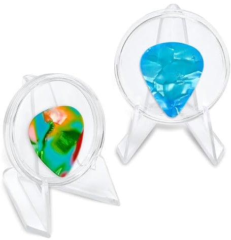 NQEUEPN 2 Stück Acryl Vitrine für Gitarrenplektren, Transparent Gitarren Pick Halter Gitarrenplektrenständer Aufbewahrung Sammlung Dekoration Geschenk für Gitarrenspieler Musikliebhaber