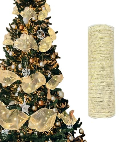 Gold Christmas Tree Ribbon Decorations for Wreath & Gift Crafts